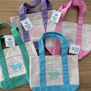 Trader Joe's Mini Pastel Canvas Tote Bags (Whole Collection)